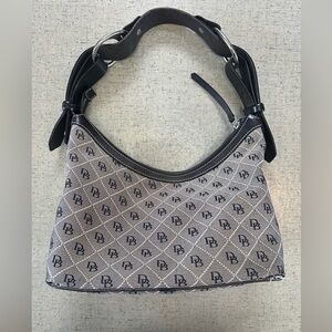 Dooney & Bourke Black and Gray Monogram Canvas Shoulder Bag